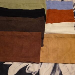 Ribbed Knit Bandau Tops in Earth Tones